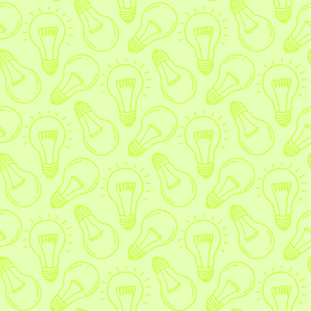 Lamp light bulb hand drawn seamless pattern design. Light bulbs icon. Concept of big ideas inspiration, innovation.  Isolated. Vector illustration.  Idea symbol. Vector. sketch. Hand-drawn doodle sign.のイラスト素材