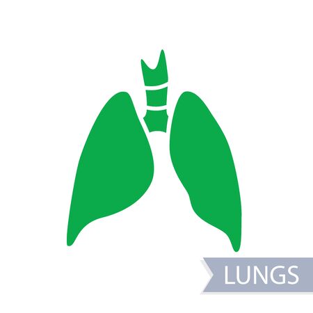 Vector silhouette medical illustration of human body organ - lungs with trachea. Logo template for clinic, hospital. Symbol for asthma, tuberculosis, pneumonia. Health care of respiratory systemのイラスト素材