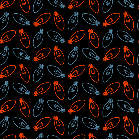 Lamp, light bulb with heart seamless pattern design. Hand drawn doodle light bulb icon. Concept of big idea inspiration, innovation, love. Vector illustration. Idea and love symbol. Sketchのイラスト素材