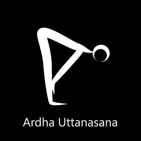 Standing Half Forward Bend Yoga Position.のイラスト素材