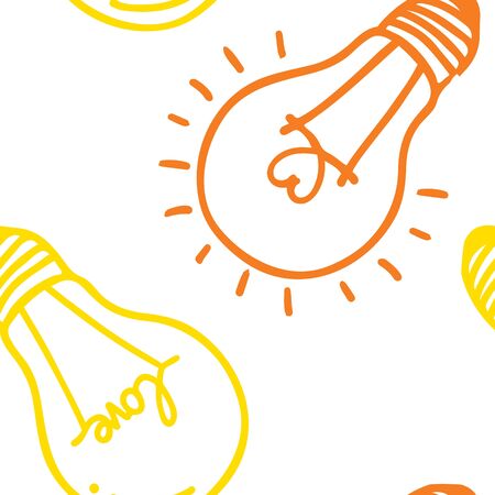 Hand drawn seamless pattern of light bulb Vector illustration.のイラスト素材