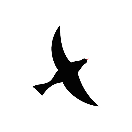 A Vector silhouette of bird. Black isolated flat contour of flying birdのイラスト素材