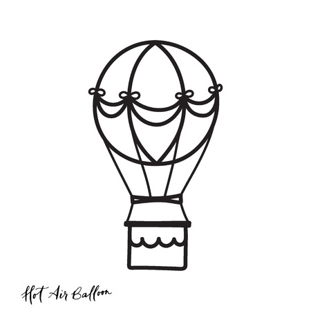 A Vector illustration of outline hot air balloon. Isolated icon of cartoon air balloon.のイラスト素材