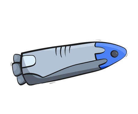 Vector illustration of space ship â rocket. Doodle cartoon outline space symbol. Space shuttle vector icon.  のイラスト素材