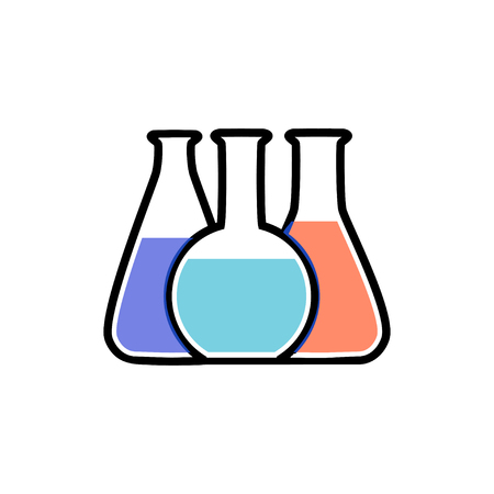Vector illustration of chemical lab test tube icon. Micro biology laboratory flask symbol. Scientist laboratory equipment isolated.のイラスト素材