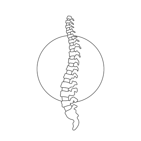 Vector human spine isolated silhouette illustration. Spine pain medical clinic, institute, orthopedic therapy diagnostic center, surgery icon element. Spinal icon symbol design. Concept of scoliosisのイラスト素材