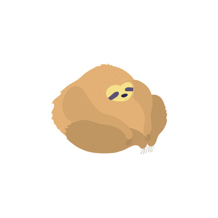 Vector illustration of cute character sloth. Isolated cartoon baby climbing sloths. Hand drawn jungle animal hanging on a branch of tree. Drawing for print, fabric, textile, poster etc.のイラスト素材