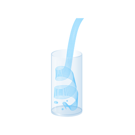 Vector water splash pour in glass set. Vector isolated transparent illustration. Healthy vitamin drink, breakfast, diet and nutrition.のイラスト素材