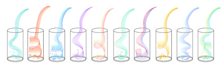 Vector beverage splash pour in glass. Vector isolated transparent illustration. Fresh vitamin drink, juice, soda, water, cocktail, alcohol, syrup, spiritのイラスト素材