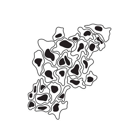 Vector isolated illustration of malignant tumor in healthy tissue. Spreading of cancer cells, tumor development. Medical infographic for poster, educational, science and medical use.のイラスト素材
