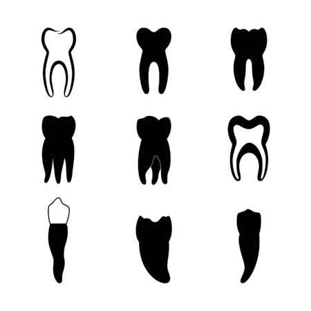 Vector isolated illustration of tooth. Dental medical center, clinic, stomatology, institute, rehabilitation, diagnostic, surgery template. Teeth icon. Dentist flat sign, symbol.のイラスト素材