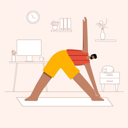 Yoga flat vector illustration. Healthy lifestyleのイラスト素材