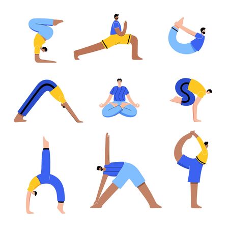 Yoga flat vector illustration. Healthy lifestyleのイラスト素材
