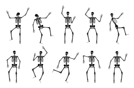 Happy dancing skeletons on Halloweenのイラスト素材