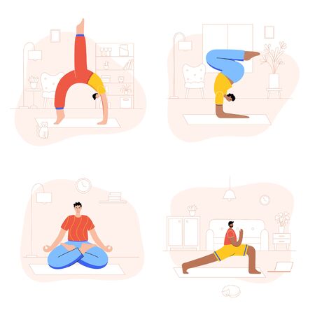 Yoga flat vector illustration. Healthy lifestyleのイラスト素材