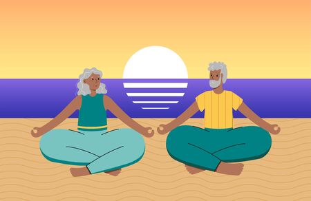 Yoga flat vector illustration. Healthy lifestyleのイラスト素材
