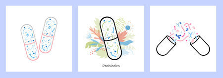 Probiotics set conceptのイラスト素材