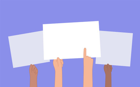 Empty banner in handのイラスト素材