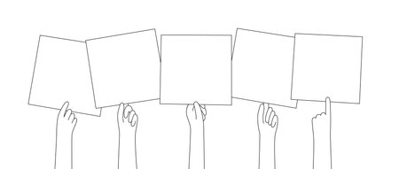 Empty banner in handのイラスト素材