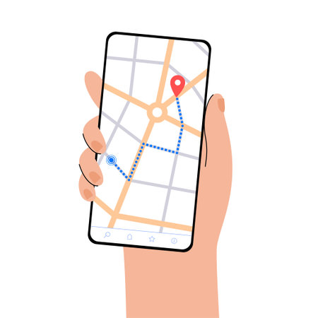 GPS navigation in smartphoneのイラスト素材