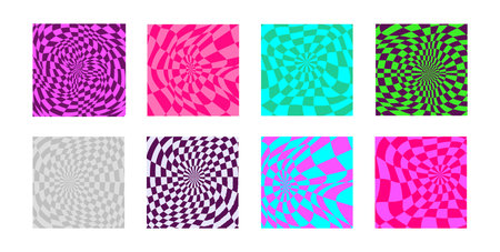 Psychedelic checkerboard patternのイラスト素材