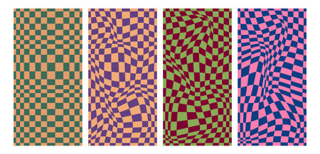 Psychedelic checkerboard posterのイラスト素材