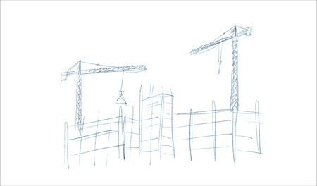 Building crane sketchのイラスト素材