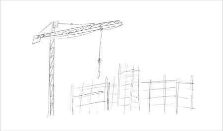 Building crane sketchのイラスト素材