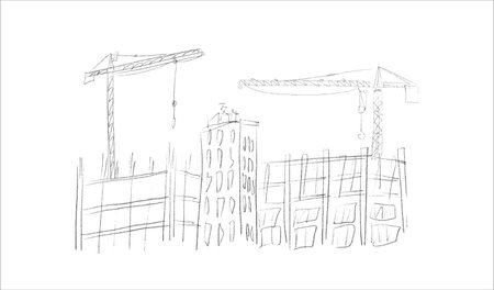 Building crane sketchのイラスト素材