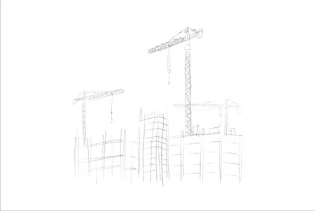 Building crane sketchのイラスト素材