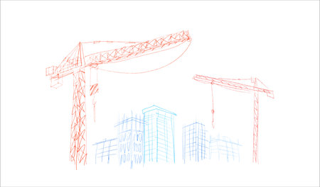 Building crane sketchのイラスト素材