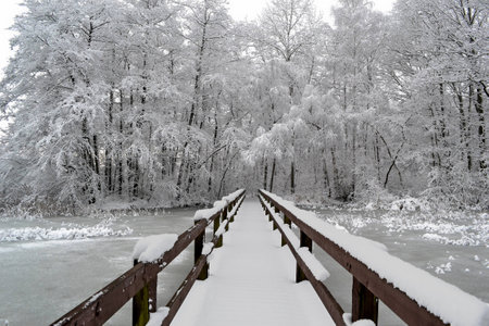 snowy bridgeの写真素材