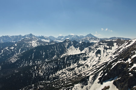 Poland Tatra Mountains. May in the Tatras. Blue sky.