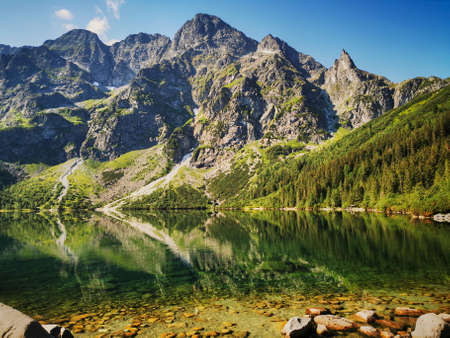 Morskie Oko has a view. Summer in the Tatras, holidays in the mountains.の素材 [FY310154133019]