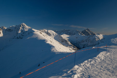 Mountain landscape with snow and clear blue sky. Tatra Mountainsの写真素材