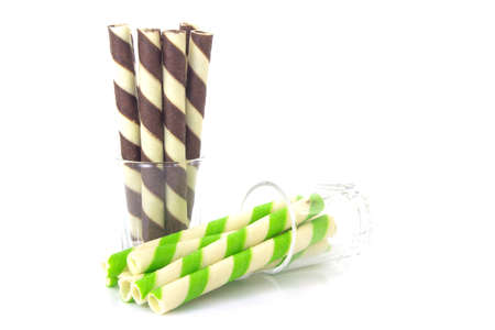 Stick Candy wafer on white background.の写真素材