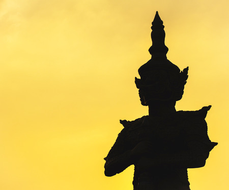 The silhouette of the statue of a giant.の写真素材