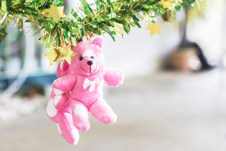 Two classic small pink teddy bear.の写真素材