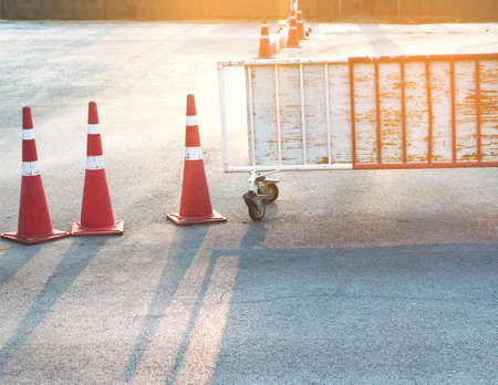Traffic cones and steel trafficの写真素材