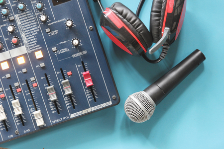 In the control room audio system. Photo filters and vintage Style.の写真素材