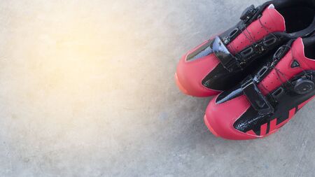 Cycling shoes red.の写真素材