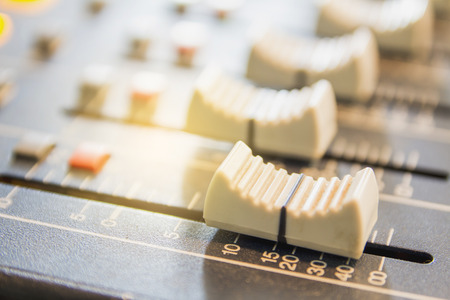 Audio mixing console closeup.の写真素材