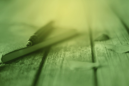 Pen and notebook memory in the summer.の写真素材