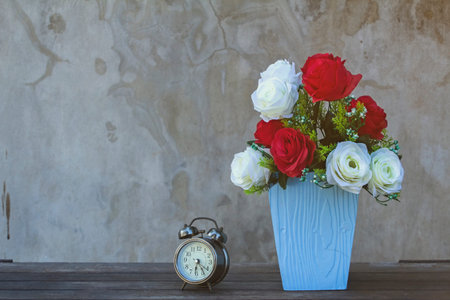 Flowers in a vase. Vintage style.の写真素材