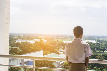 Thai high school students looking forward to the futureの写真素材