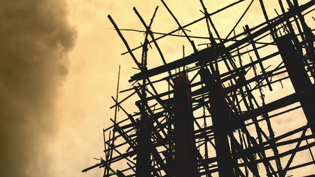 Silhouette of building structure.の写真素材