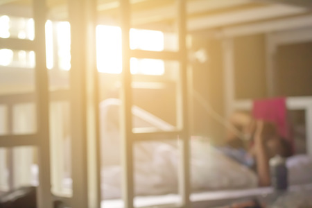 Blur with the teenage boys in the bedroom.の写真素材