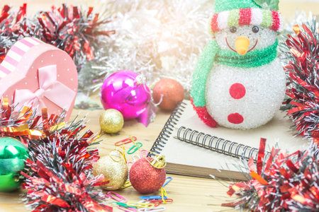 Happy Christmas and Happy New Year. Snow Dolls and Accessories Decorate with a happy atmosphere.