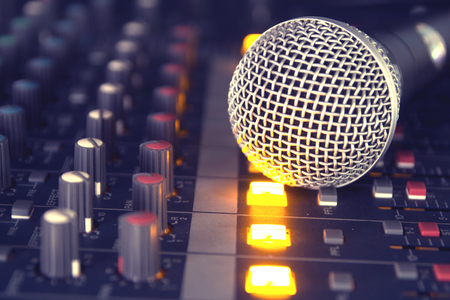 Microphone and Audio Mixer, Main Equipment for Voice Recordingの写真素材