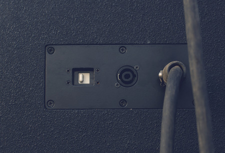 Signal cable connected to speakers.の写真素材